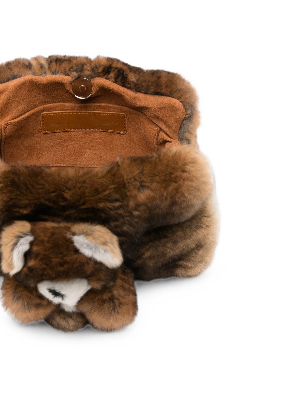 Anita Bilardi Faux-Fur Teddy-Bear Clutch — Brown, view 2