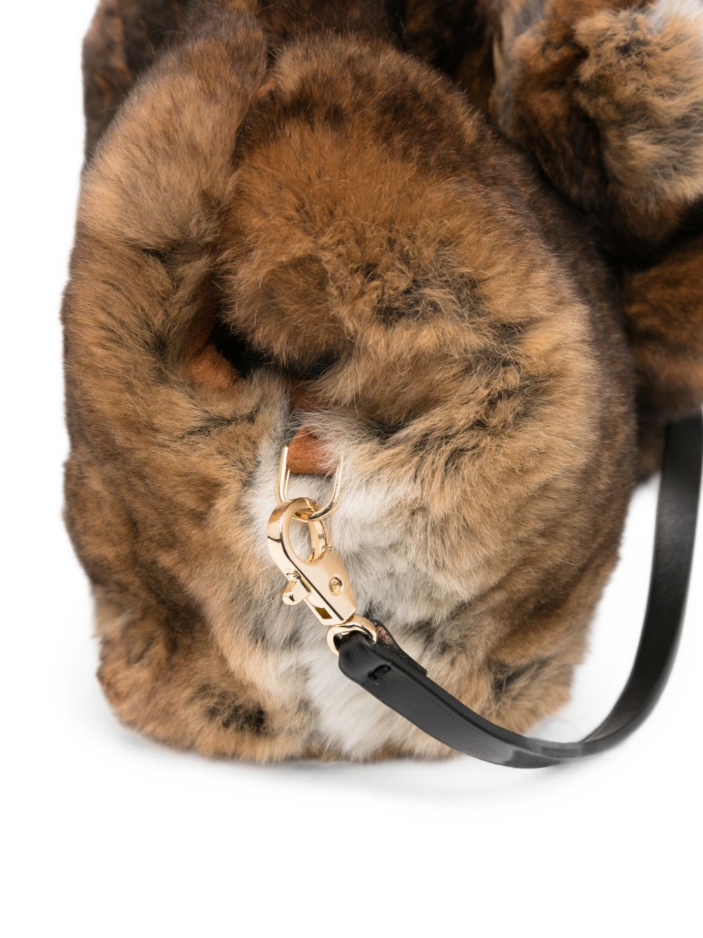 Anita Bilardi Faux-Fur Teddy-Bear Clutch — Brown, view 3