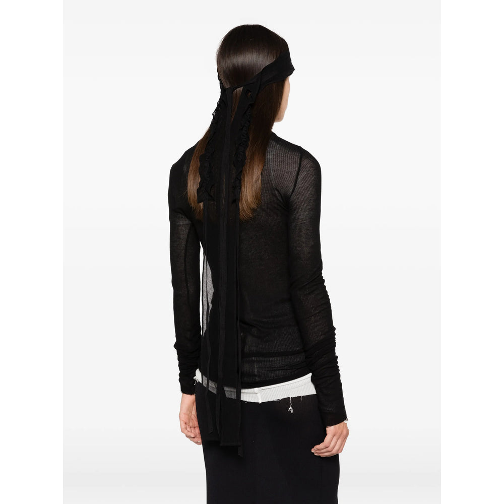 Ann Demeulemeester Ruffled Cotton Hair Accessory — Black, view 3