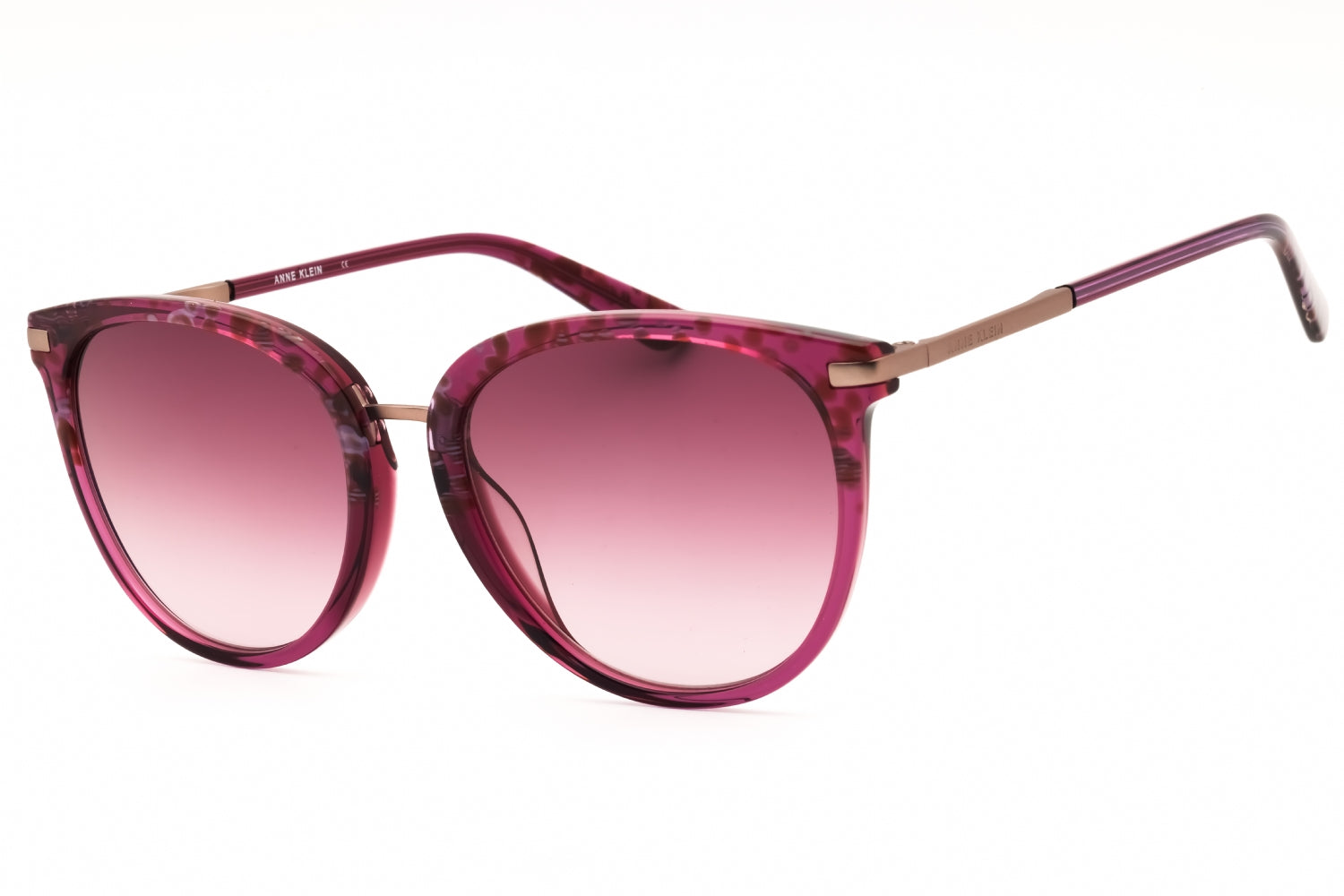 Anne Klein AK7073 Round Animal-Print Acetate Sunglasses — Pink by Anne Klein