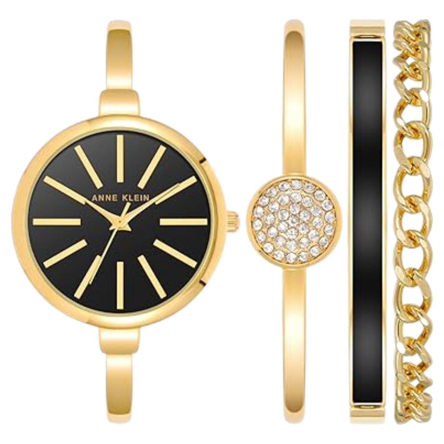 Anne Klein Classic Black Dial Watch — Gold by Anne Klein