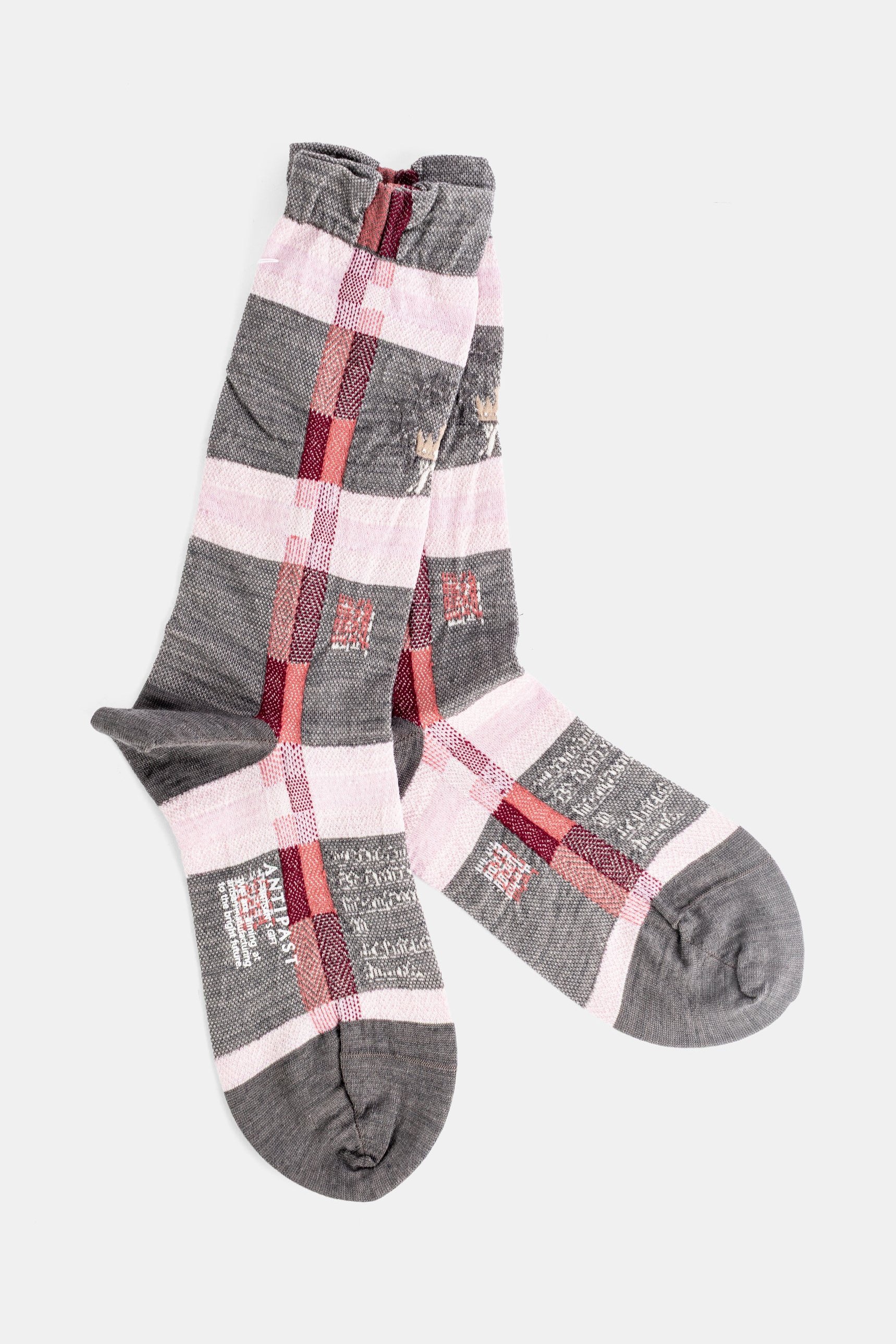 Antipast Tartan Jacquard Socks — Gray, view 2