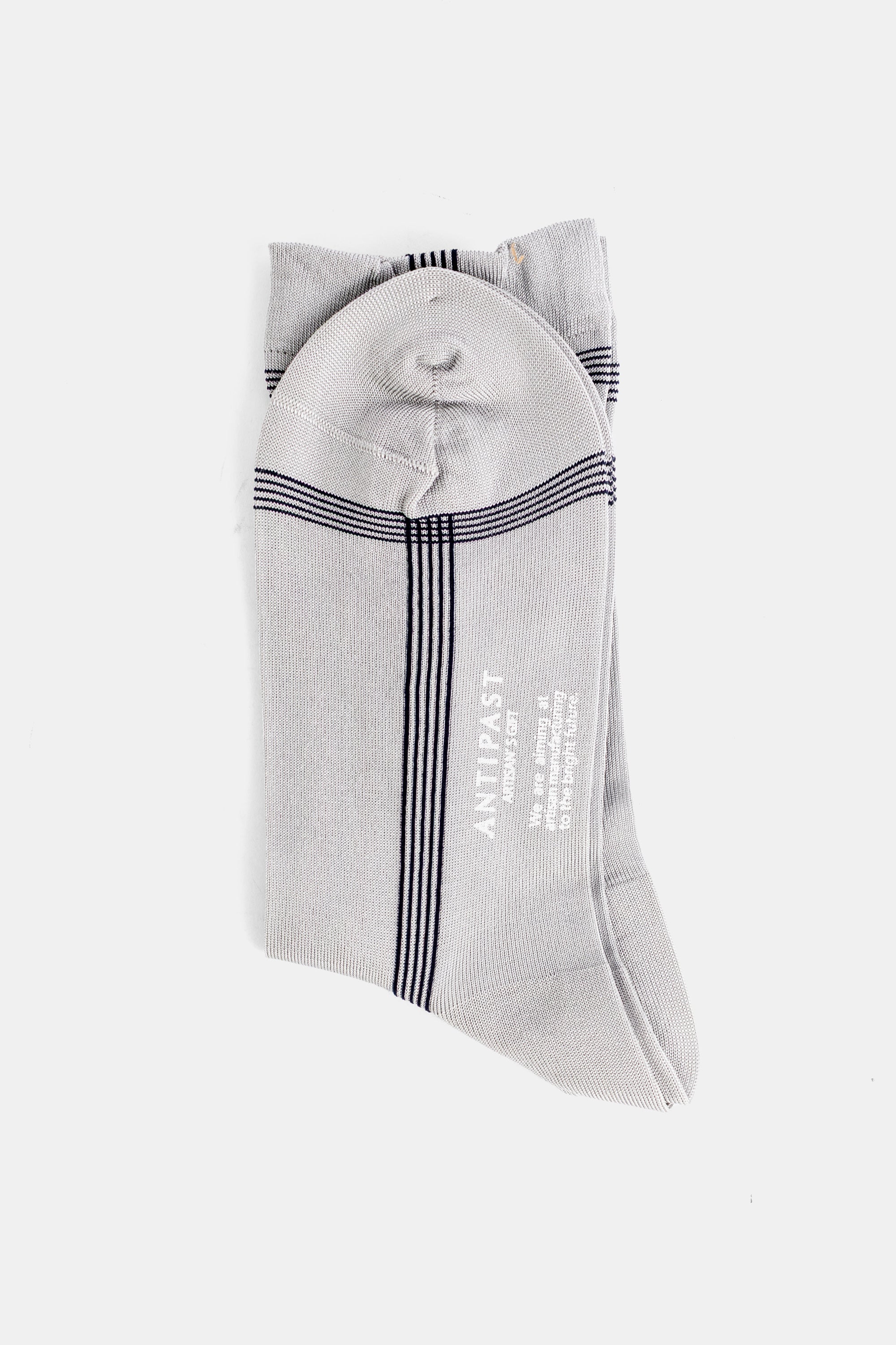 Antipast Fine Navy Stripe Socks — Gray, view 2