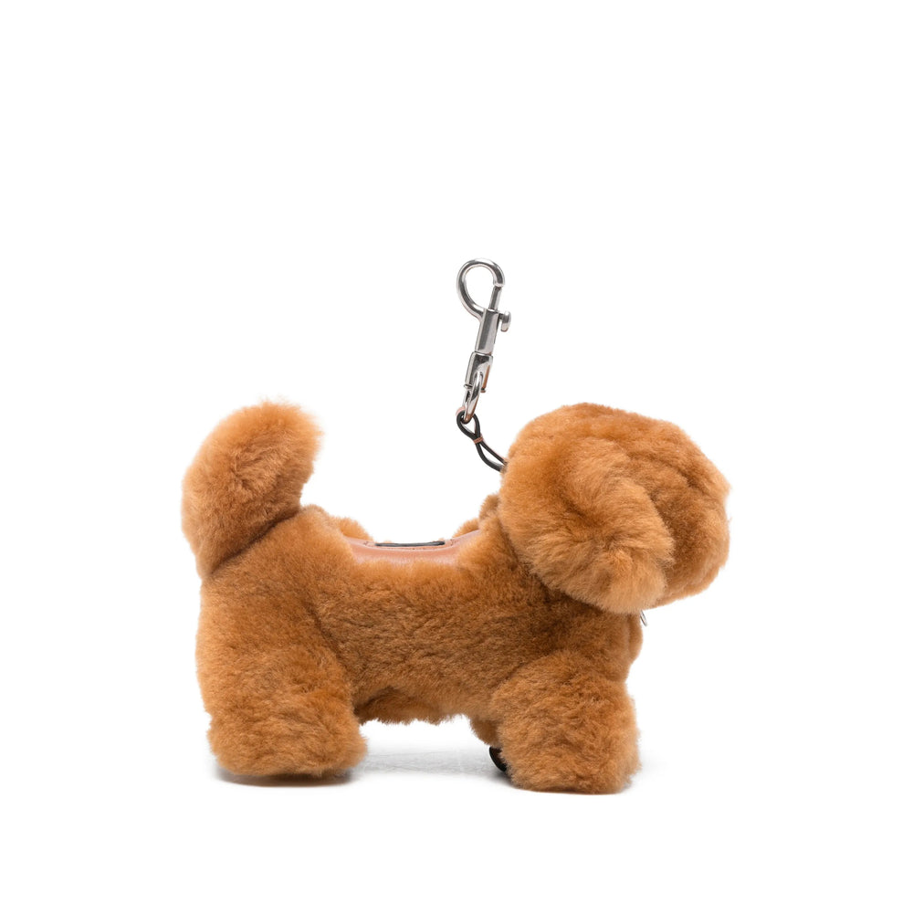 Anya Hindmarch 210195 Faux Fur Dog-Shaped Keychain — Brown, view 3