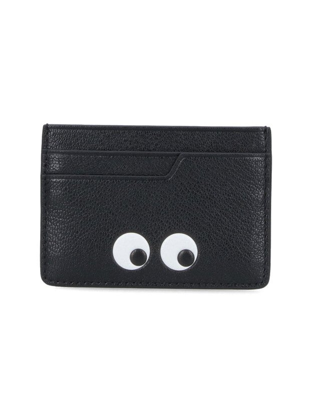 Anya Hindmarch Eye-Embroidered Goat Leather Card Case — Black by Anya Hindmarch