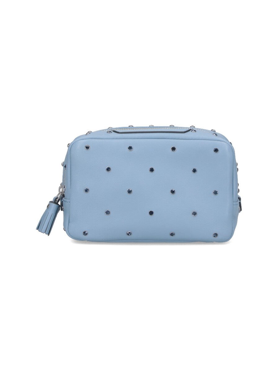 Anya Hindmarch Crystal-Studded Leather Crossbody Bag — Blue by Anya Hindmarch