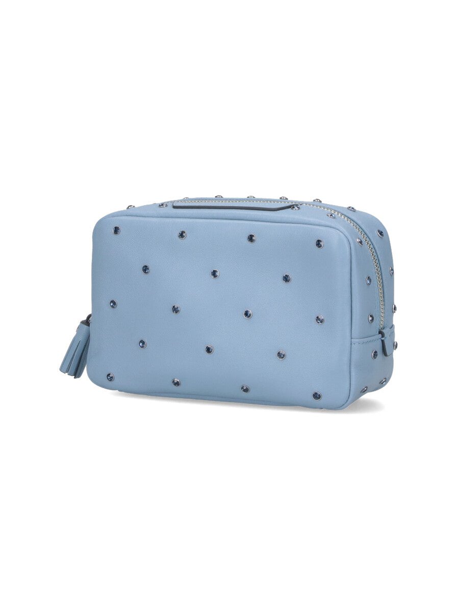Anya Hindmarch Crystal-Studded Leather Crossbody Bag — Blue, view 2