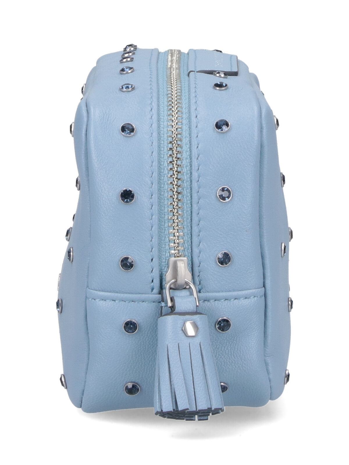 Anya Hindmarch Crystal-Studded Leather Crossbody Bag — Blue, view 5