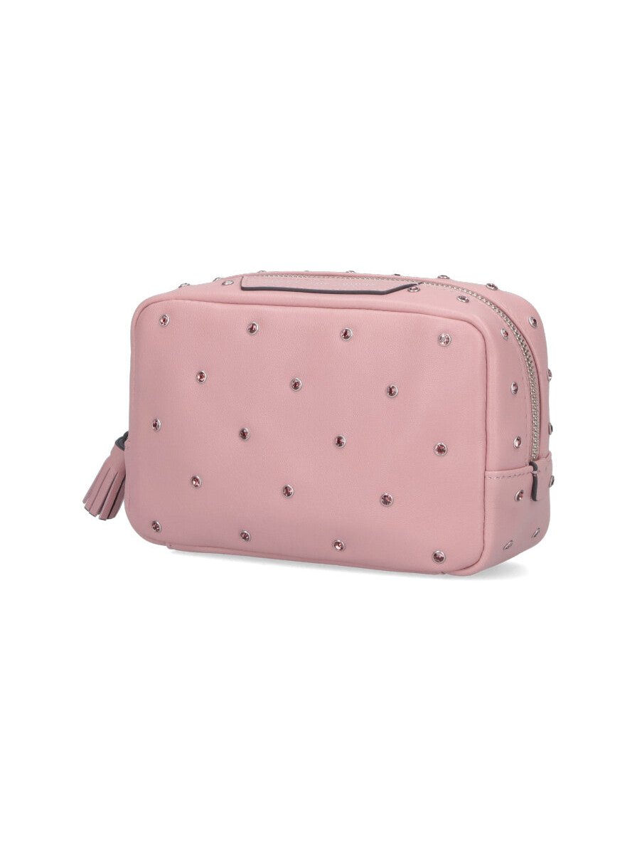 Anya Hindmarch Crystal-Studded Leather Crossbody Bag — Pink, view 2