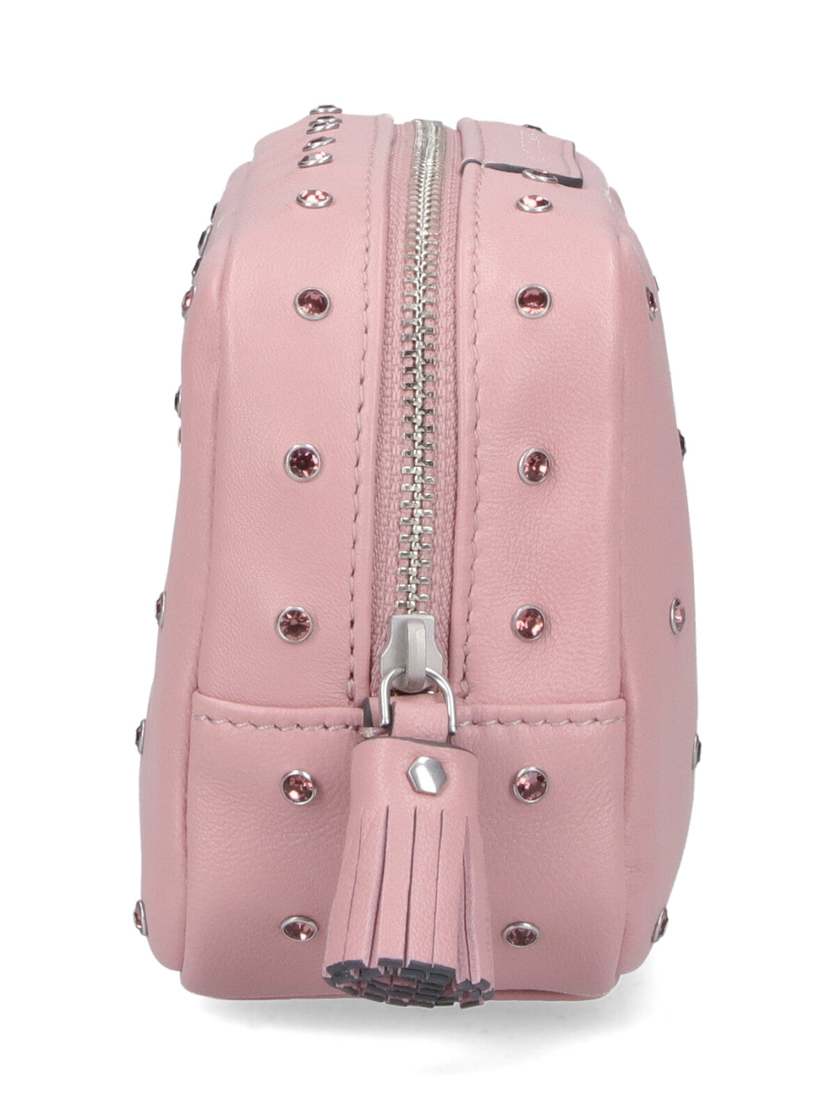 Anya Hindmarch Crystal-Studded Leather Crossbody Bag — Pink, view 5