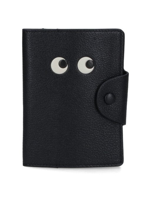 Anya Hindmarch Eyes Embellished Goat Leather Wallet — Black by Anya Hindmarch