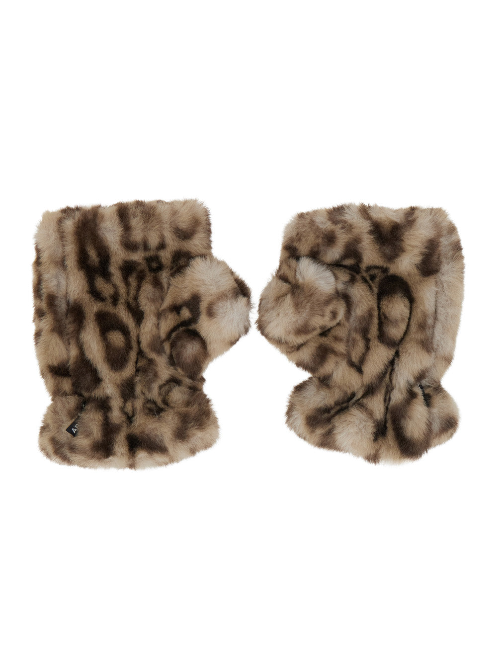 Apparis Leopard Print Fingerless Gloves — Brown, view 2