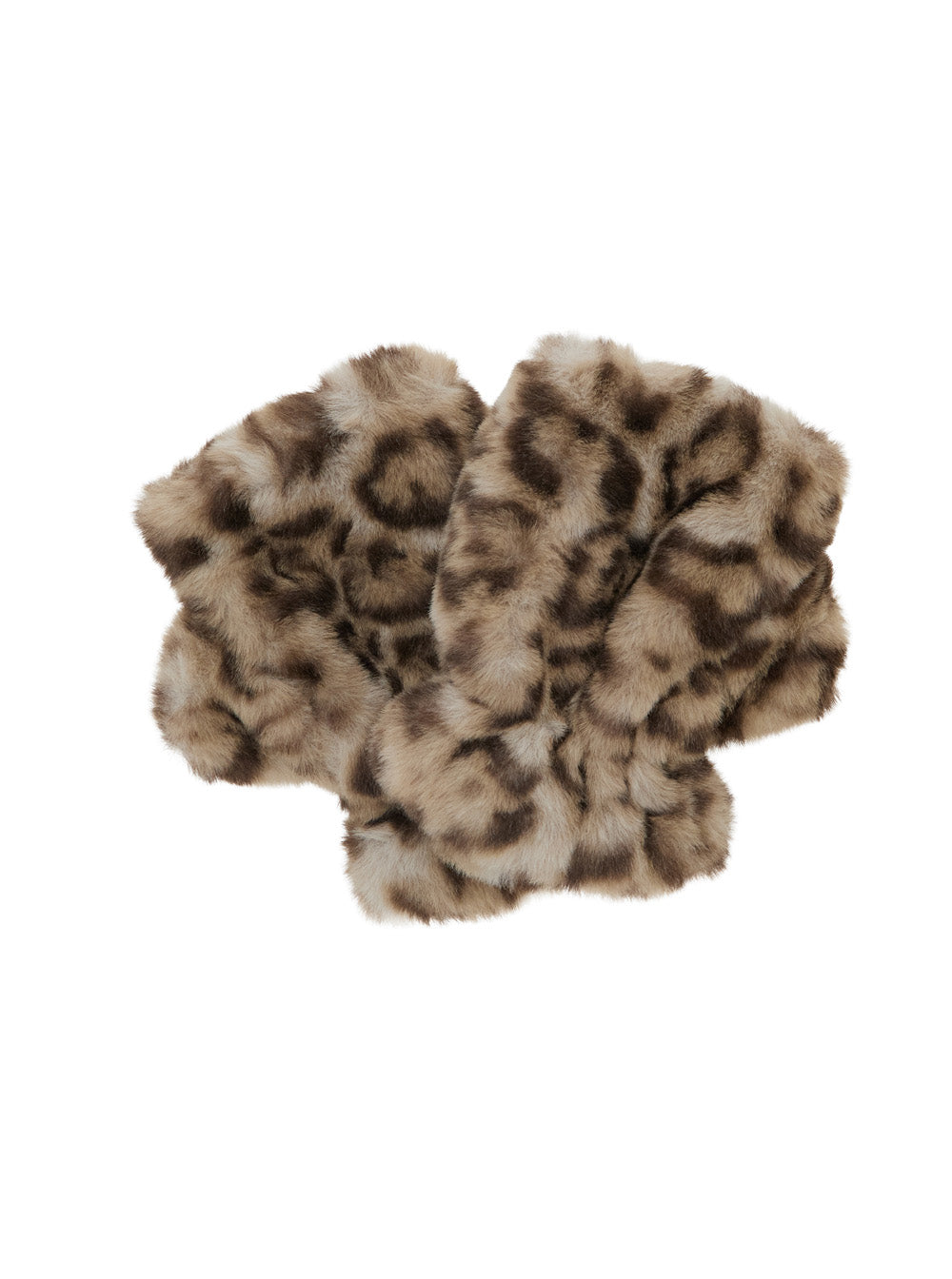 Apparis Leopard Print Fingerless Gloves — Brown, view 3