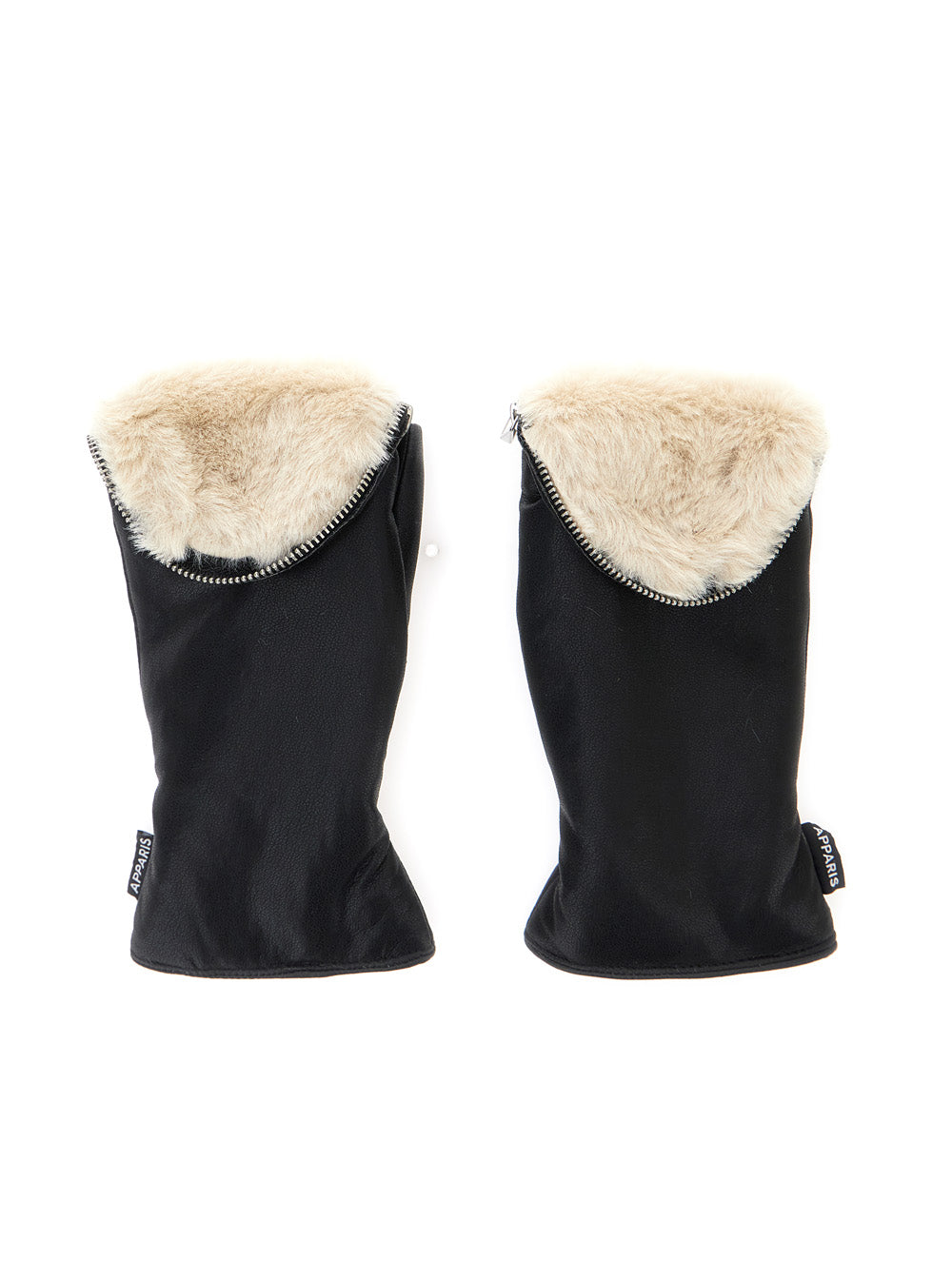 Apparis Synthetic Fur Lined Gloves — Black, view 3