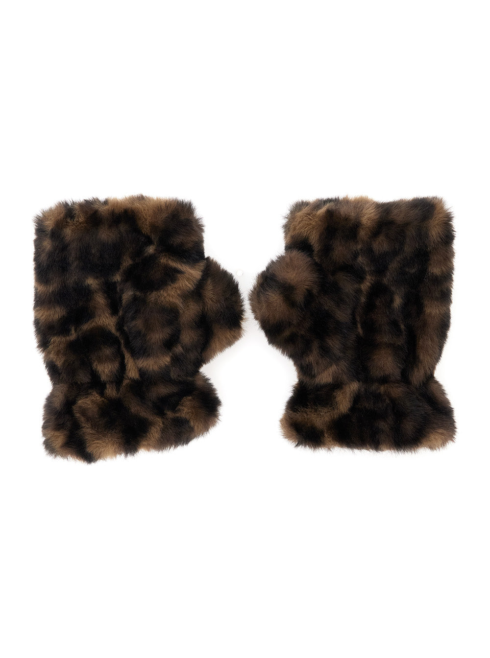 Apparis Leopard Print Synthetic Fur Gloves — Brown by Apparis