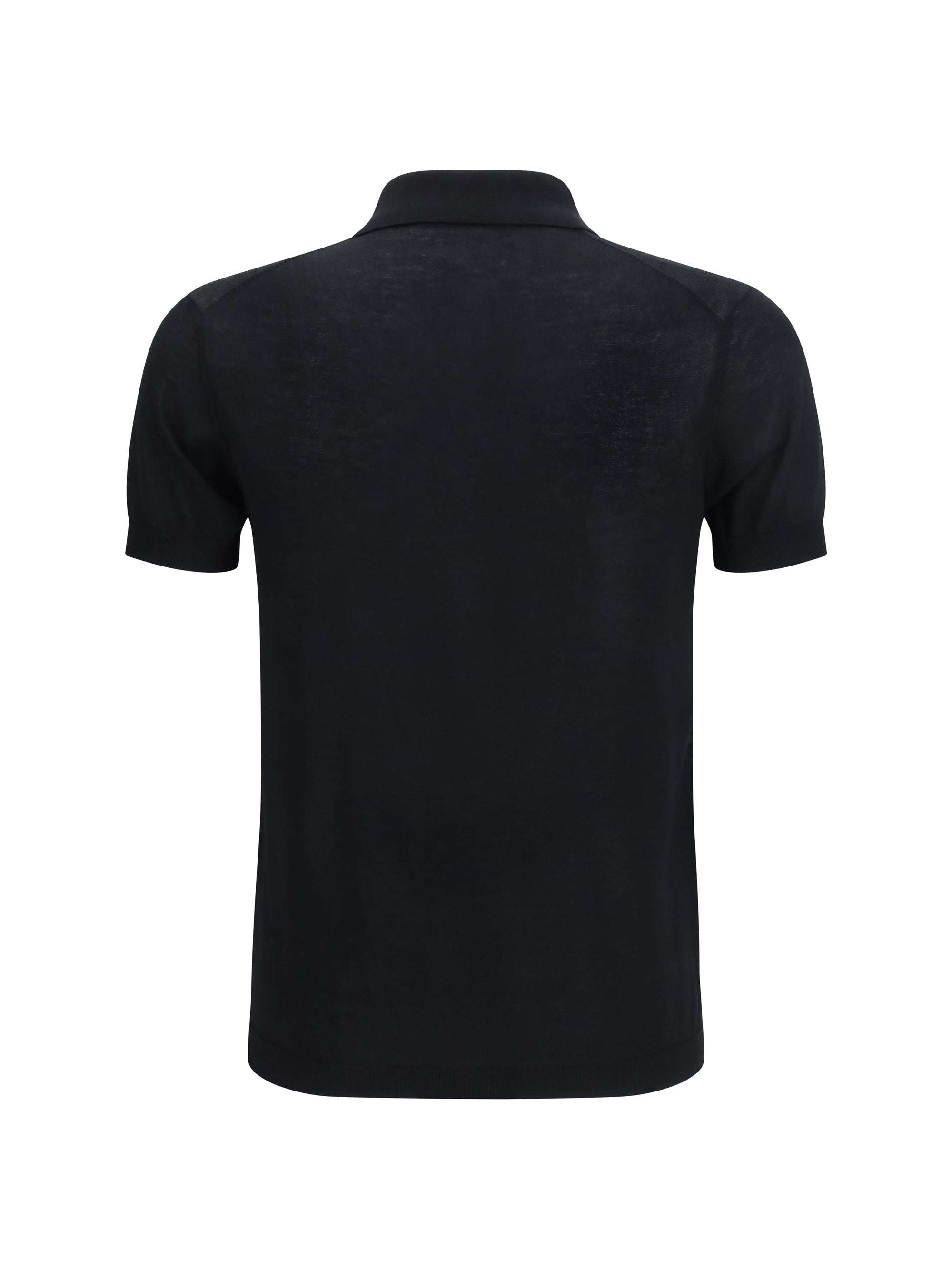 Aragona Cashmere Short-Sleeve Cotton Polo — Black by Aragona Cashmere