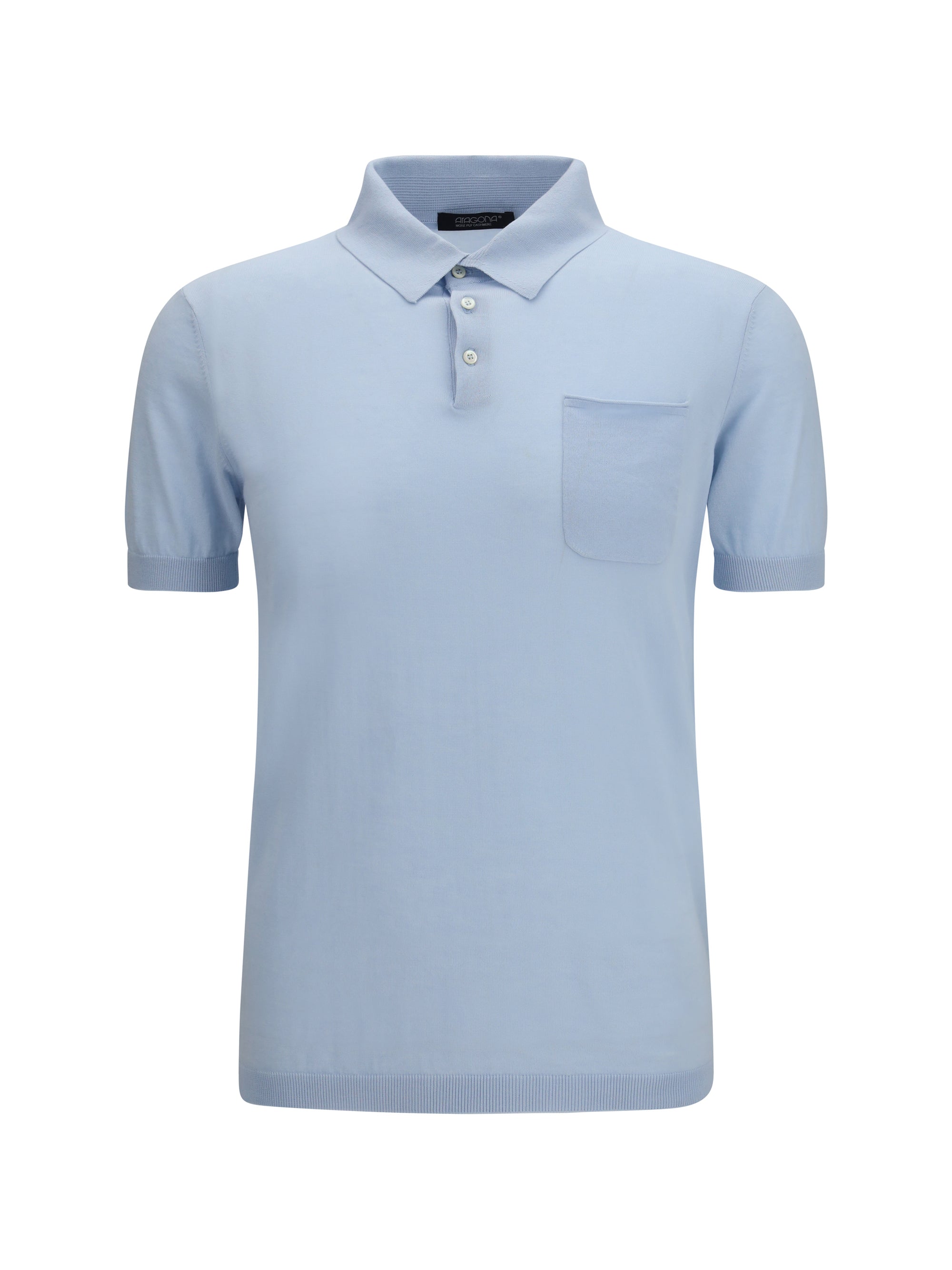 Aragona Cashmere Short-Sleeve Cotton Polo — Blue, view 2