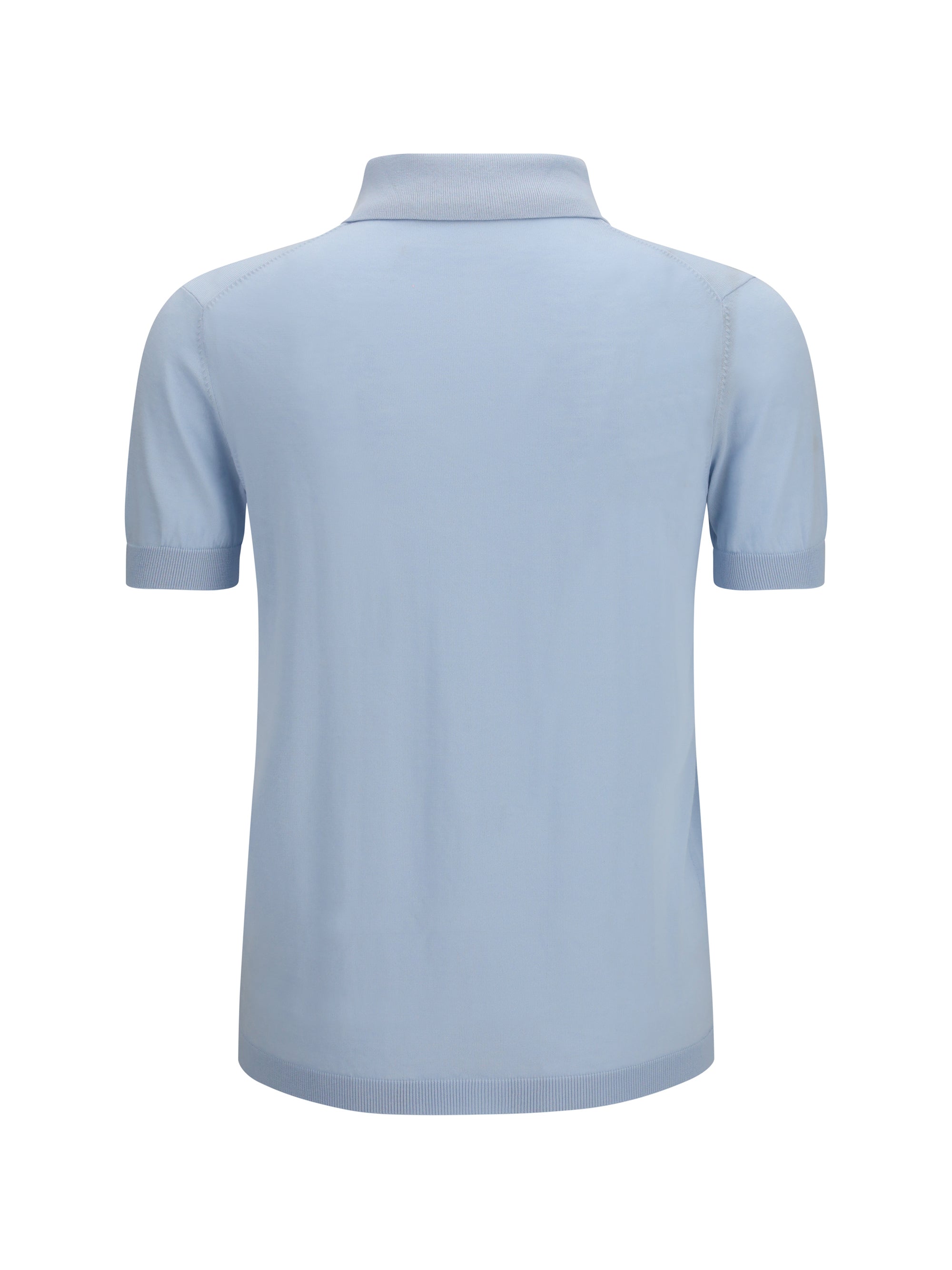 Aragona Cashmere Short-Sleeve Cotton Polo — Blue, view 3
