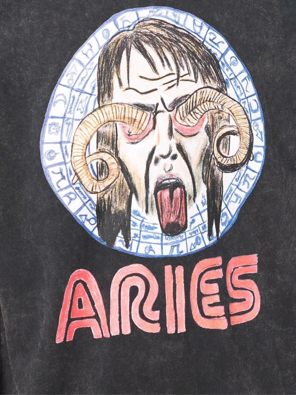 Aries Logo Print T-Shirt — Black, view 4