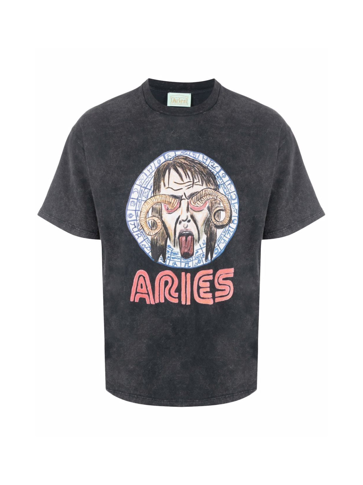 Aries Logo Print T-Shirt — Black, view 5