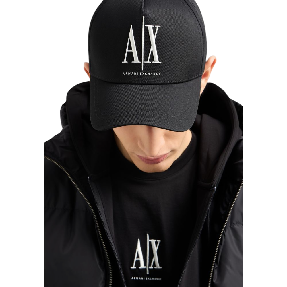 Armani Exchange AR15955500009RO Embroidered Logo Baseball Cap — Black, view 2