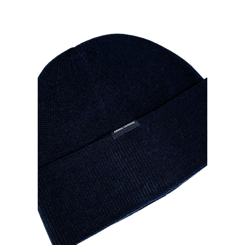 Armani Exchange AR16837000128RO Ribbed Knit Beanie — Blue, view 3