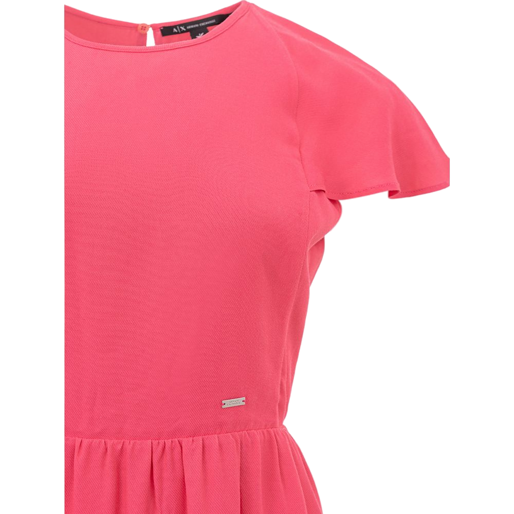 Armani Exchange Viscose Ruffle-Sleeve Dress — Pink, view 3