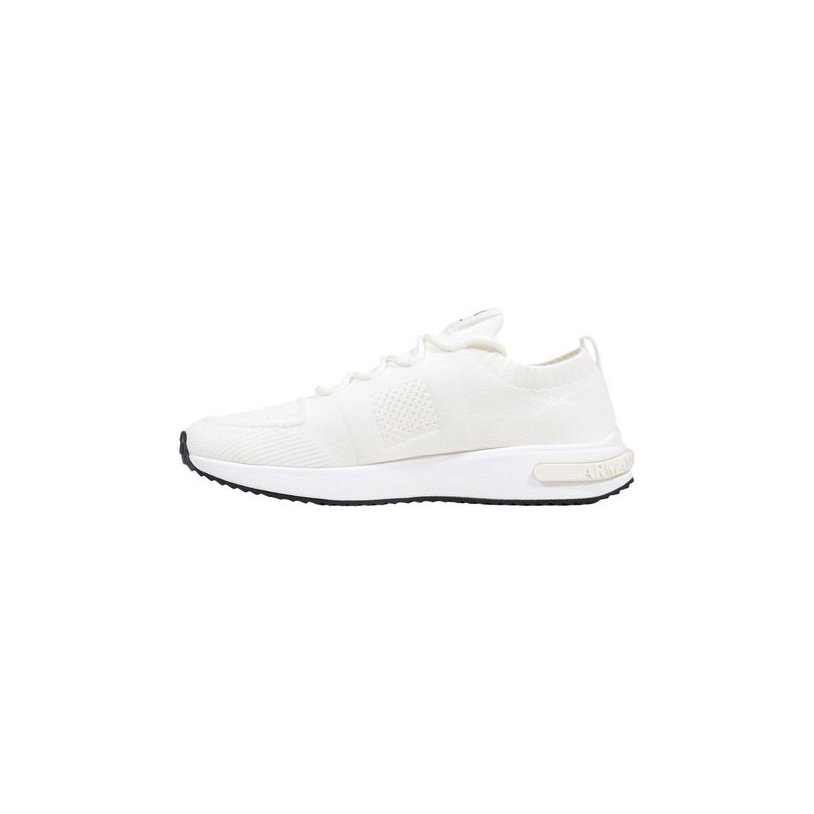Armani Exchange Knitted Technical Fabric Sneakers — White, view 3