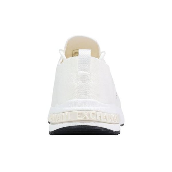 Armani Exchange Knitted Technical Fabric Sneakers — White, view 4