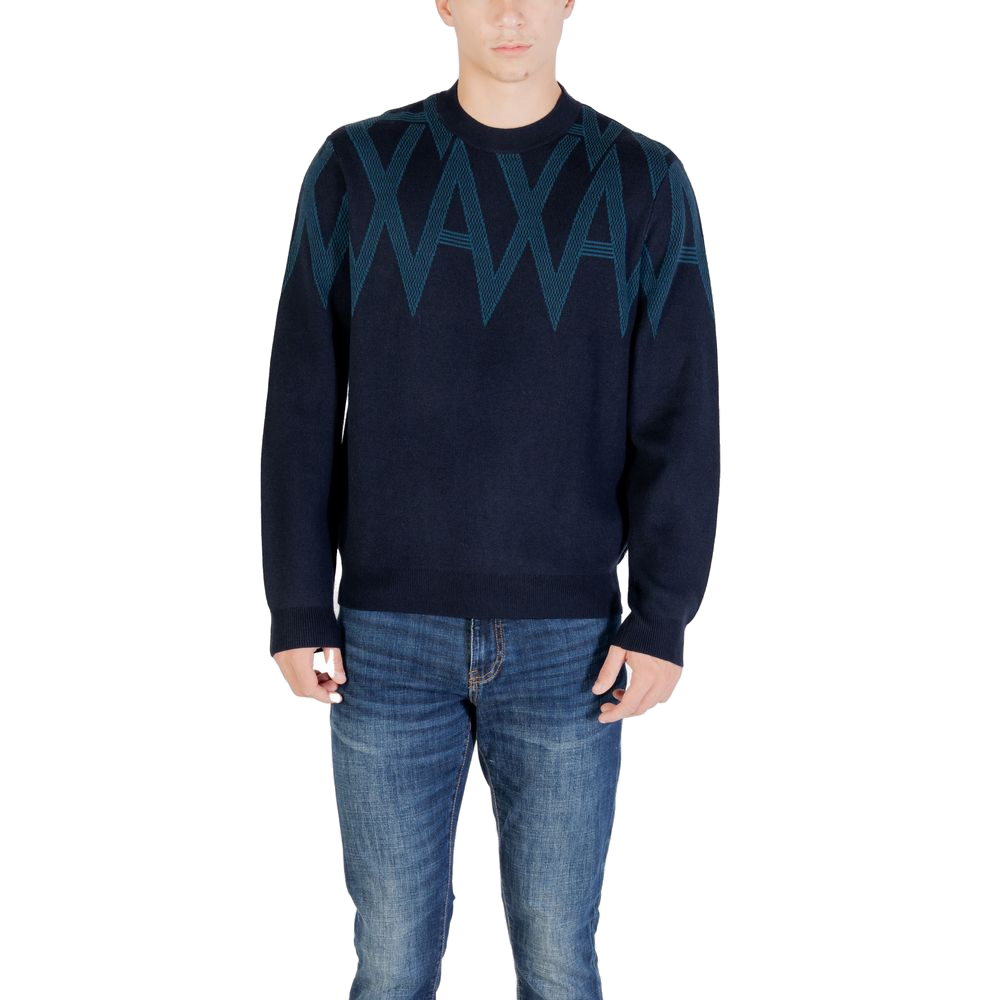Armani Exchange Geometric Zigzag Jacquard Sweater — Black by Armani Exchange