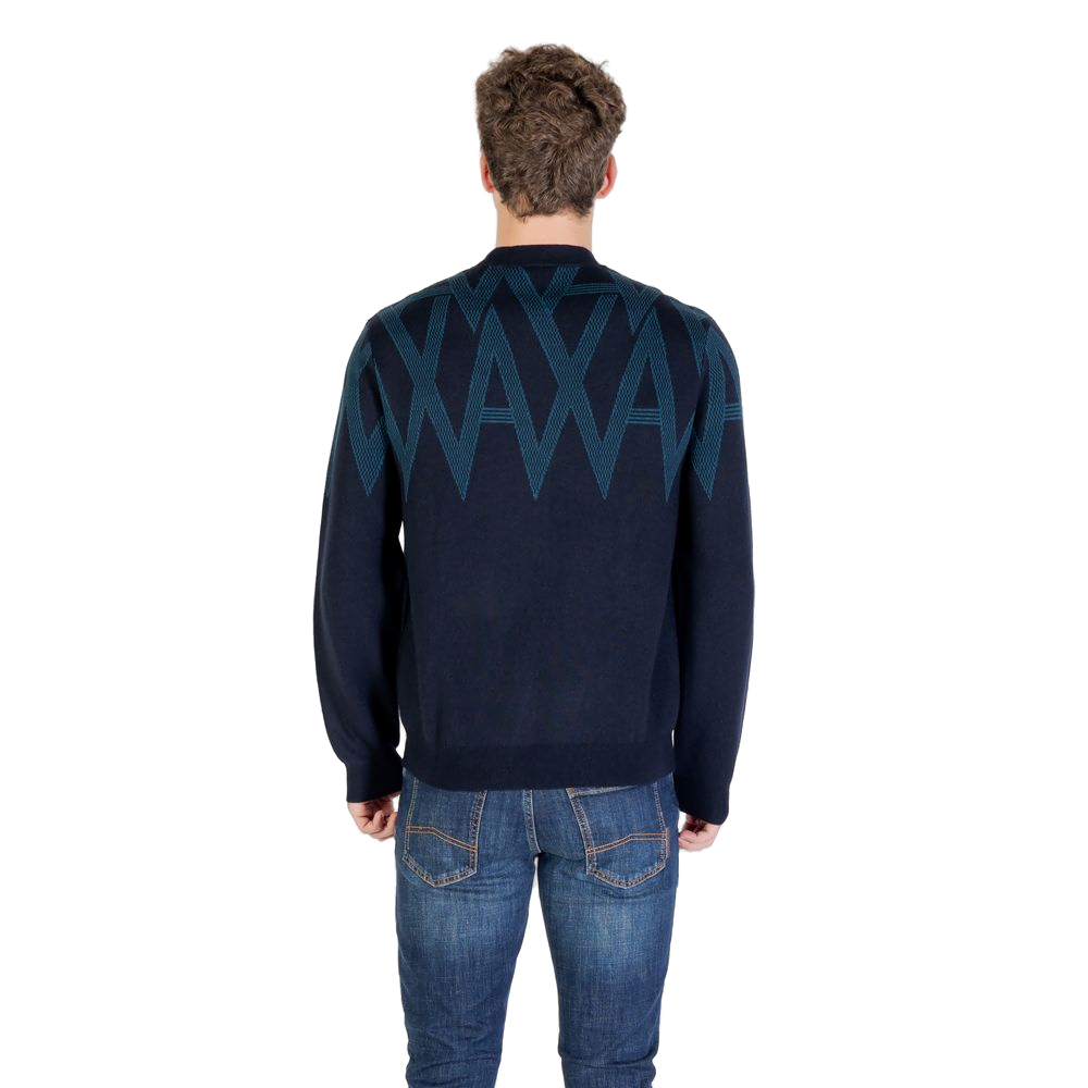Armani Exchange Geometric Zigzag Jacquard Sweater — Black, view 2