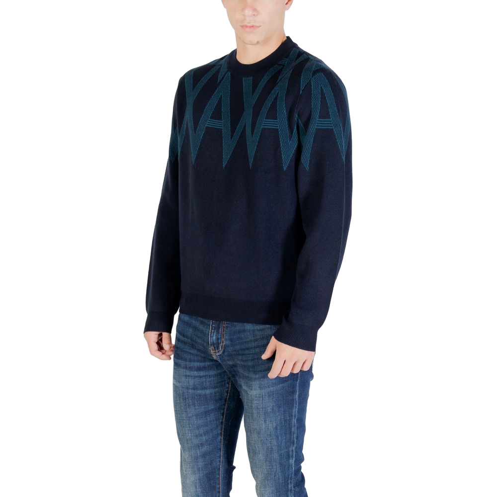 Armani Exchange Geometric Zigzag Jacquard Sweater — Black, view 4