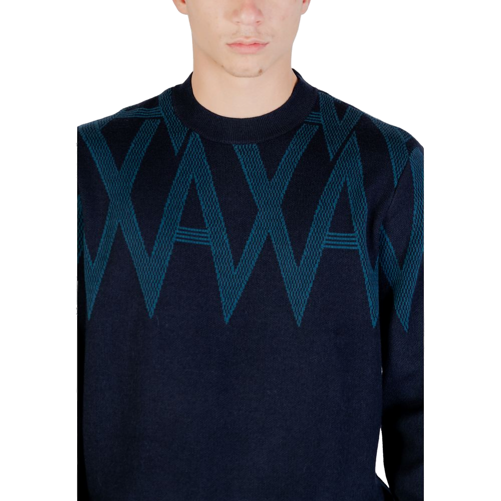 Armani Exchange Geometric Zigzag Jacquard Sweater — Black, view 5