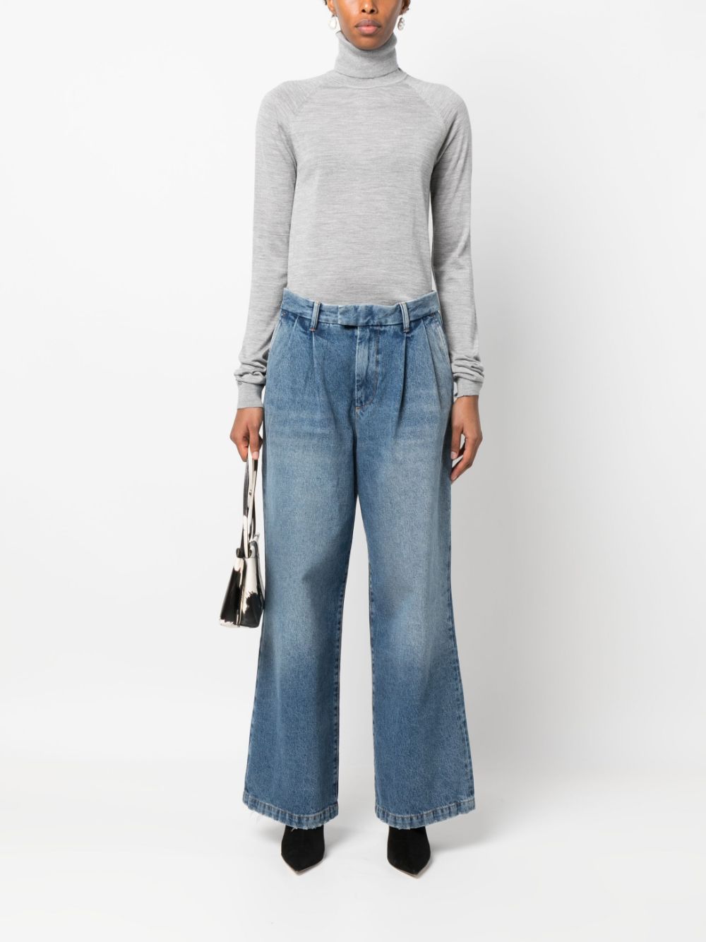 Armarium Wide-Leg Denim Shorts — Indigo, view 3