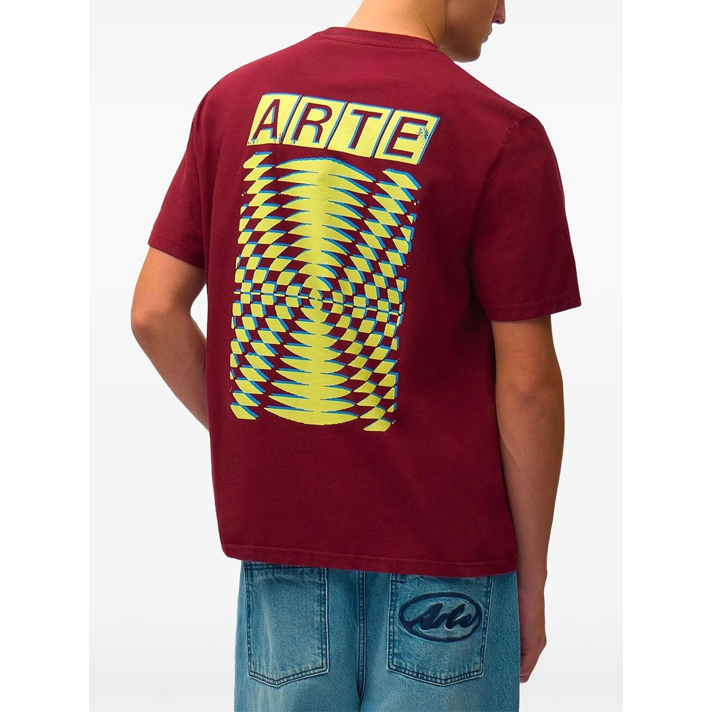 Arte Antwerp Cotton Crew Neck T-Shirt — Red, view 3