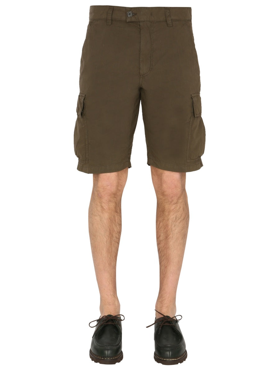 Aspesi Cotton Cargo Shorts — Green, view 2