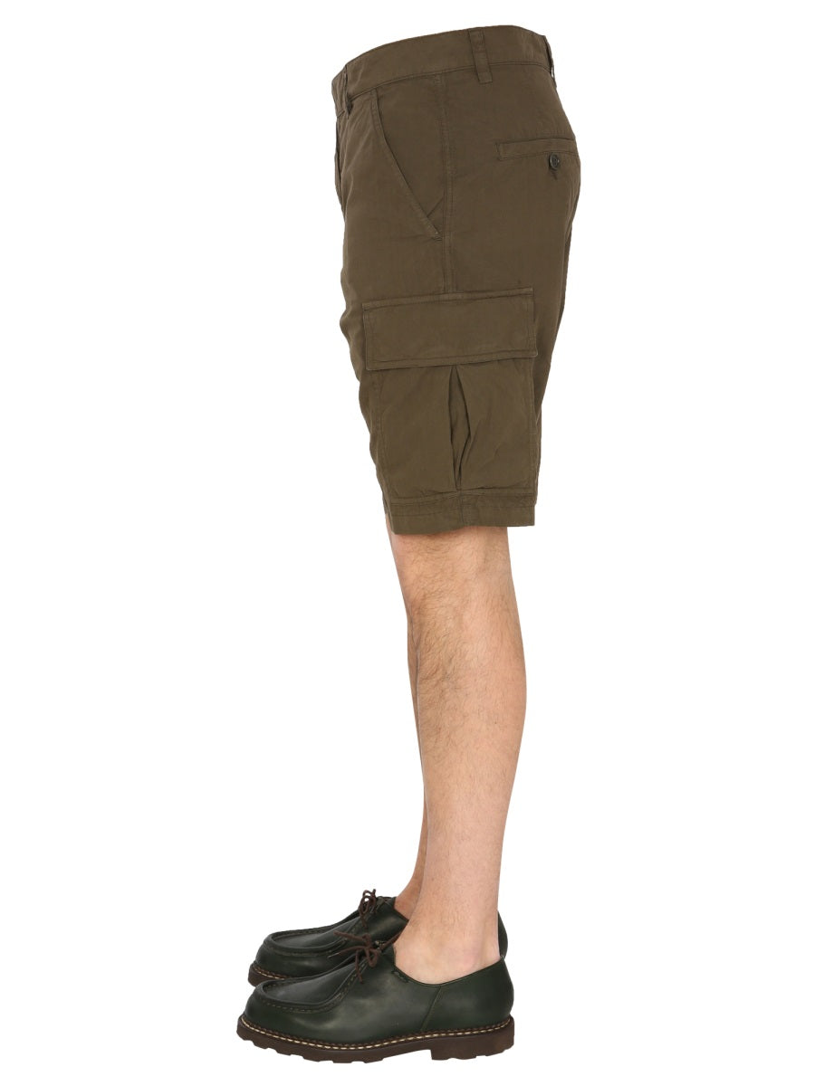 Aspesi Cotton Cargo Shorts — Green, view 3