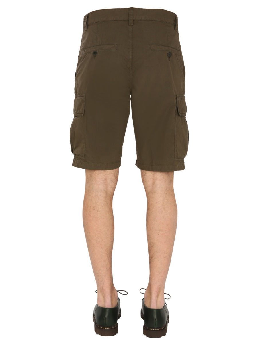 Aspesi Cotton Cargo Shorts — Green, view 4