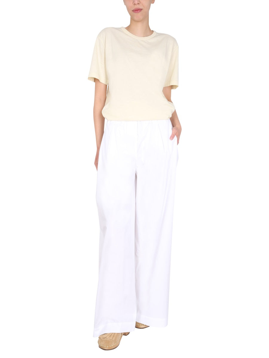 Aspesi Wide Leg Cotton Trousers — White by Aspesi