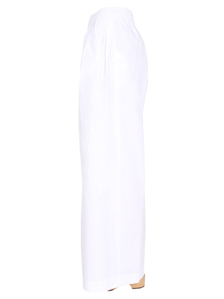 Aspesi Wide Leg Cotton Trousers — White, view 3