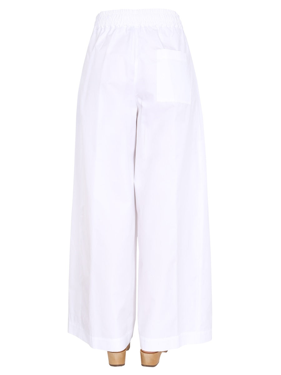 Aspesi Wide Leg Cotton Trousers — White, view 4