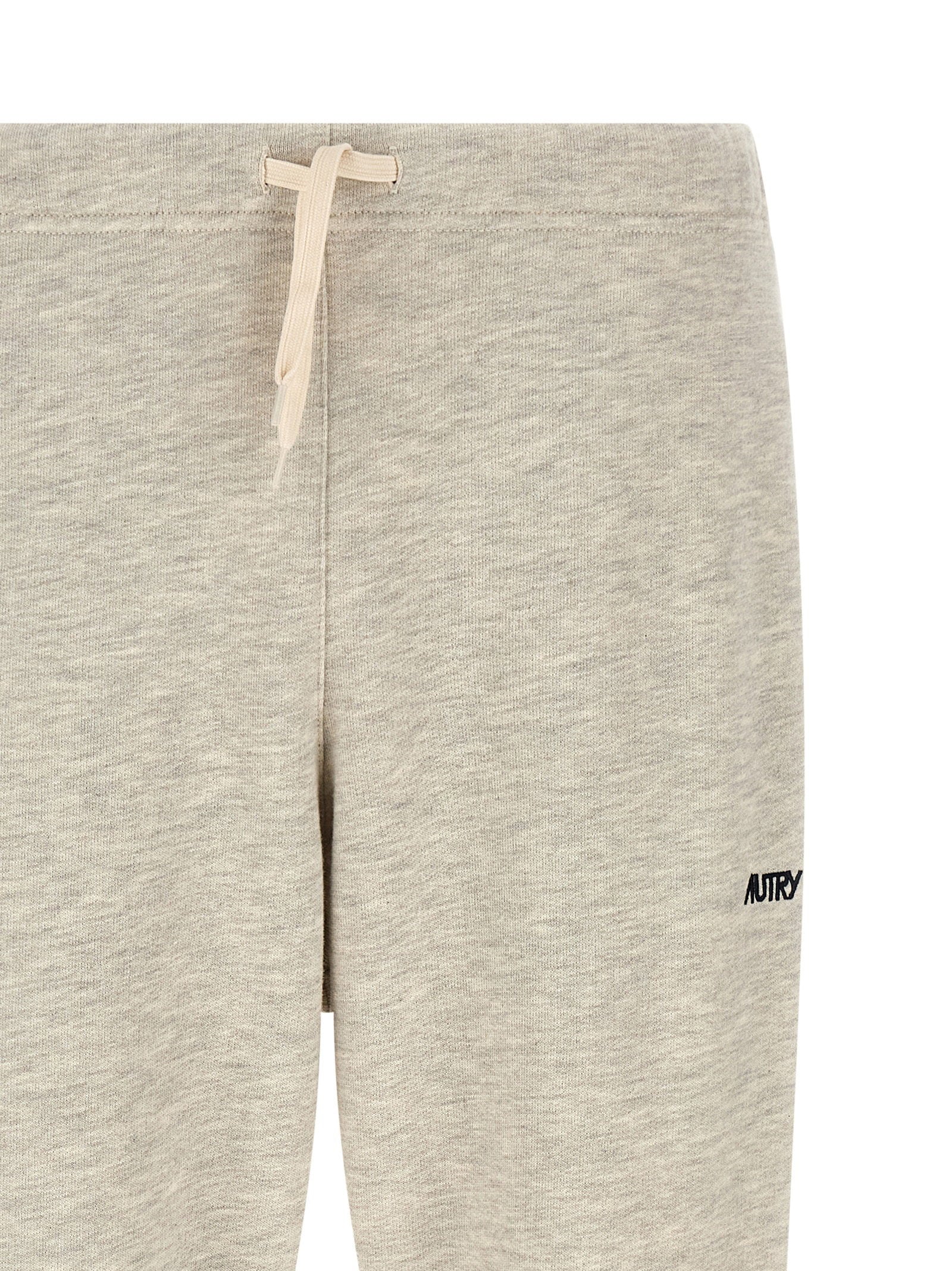 Autry Logo-Embroidered Cotton Joggers — Beige, view 3