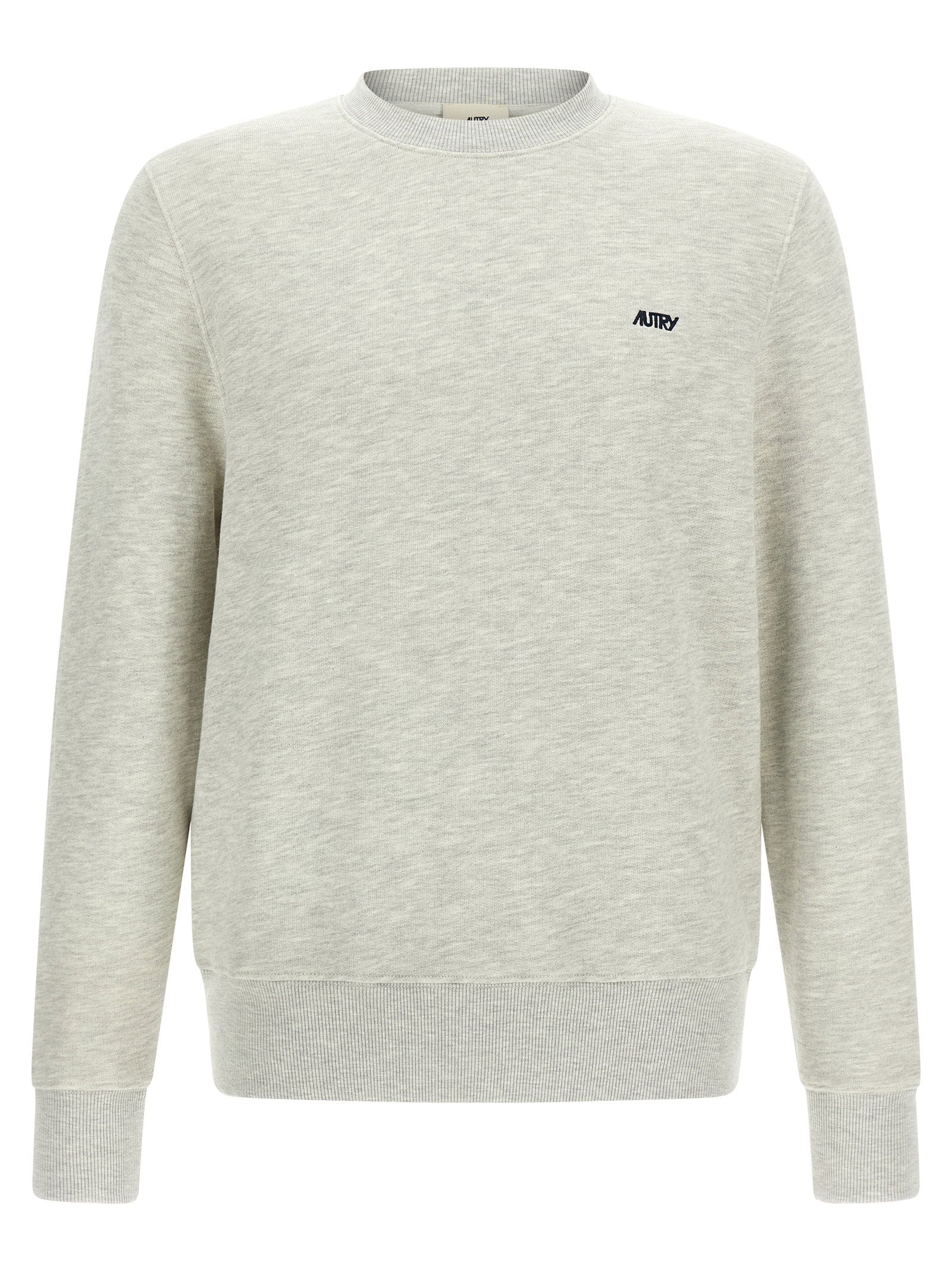Autry Logo-Embroidered Mélange Cotton Sweatshirt — Cream by Autry