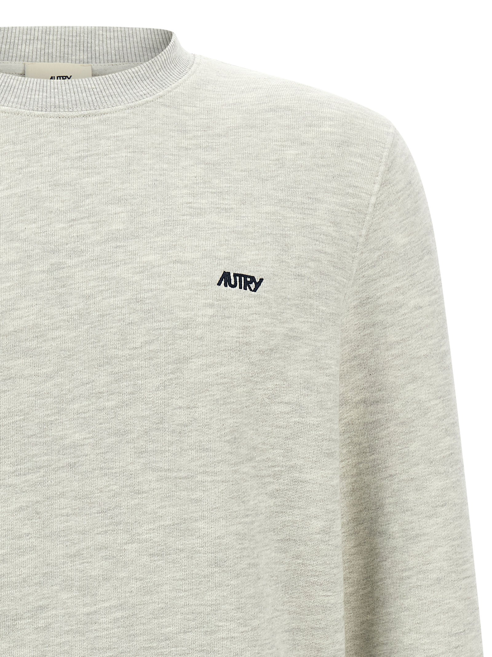 Autry Logo-Embroidered Mélange Cotton Sweatshirt — Cream, view 3