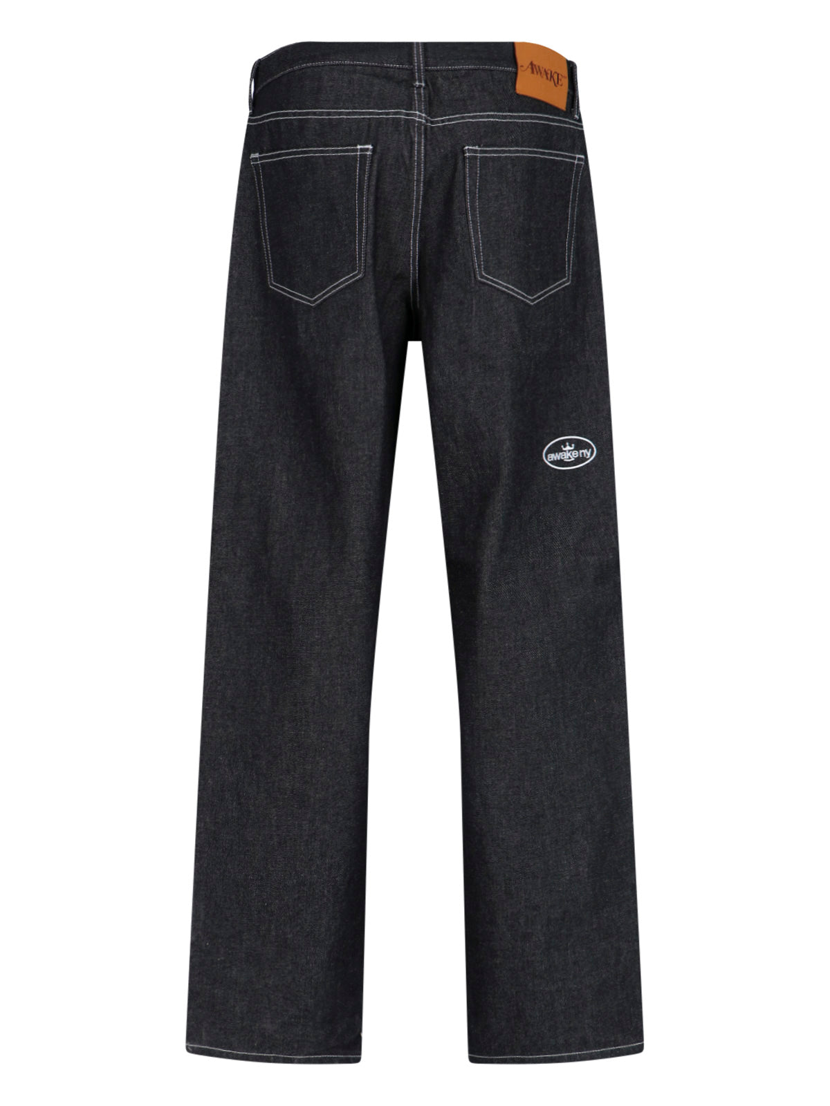 Awake Ny Wide-Leg Raw Denim Jeans — Black, view 2