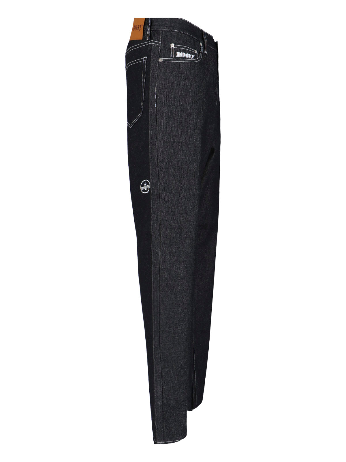 Awake Ny Wide-Leg Raw Denim Jeans — Black, view 3