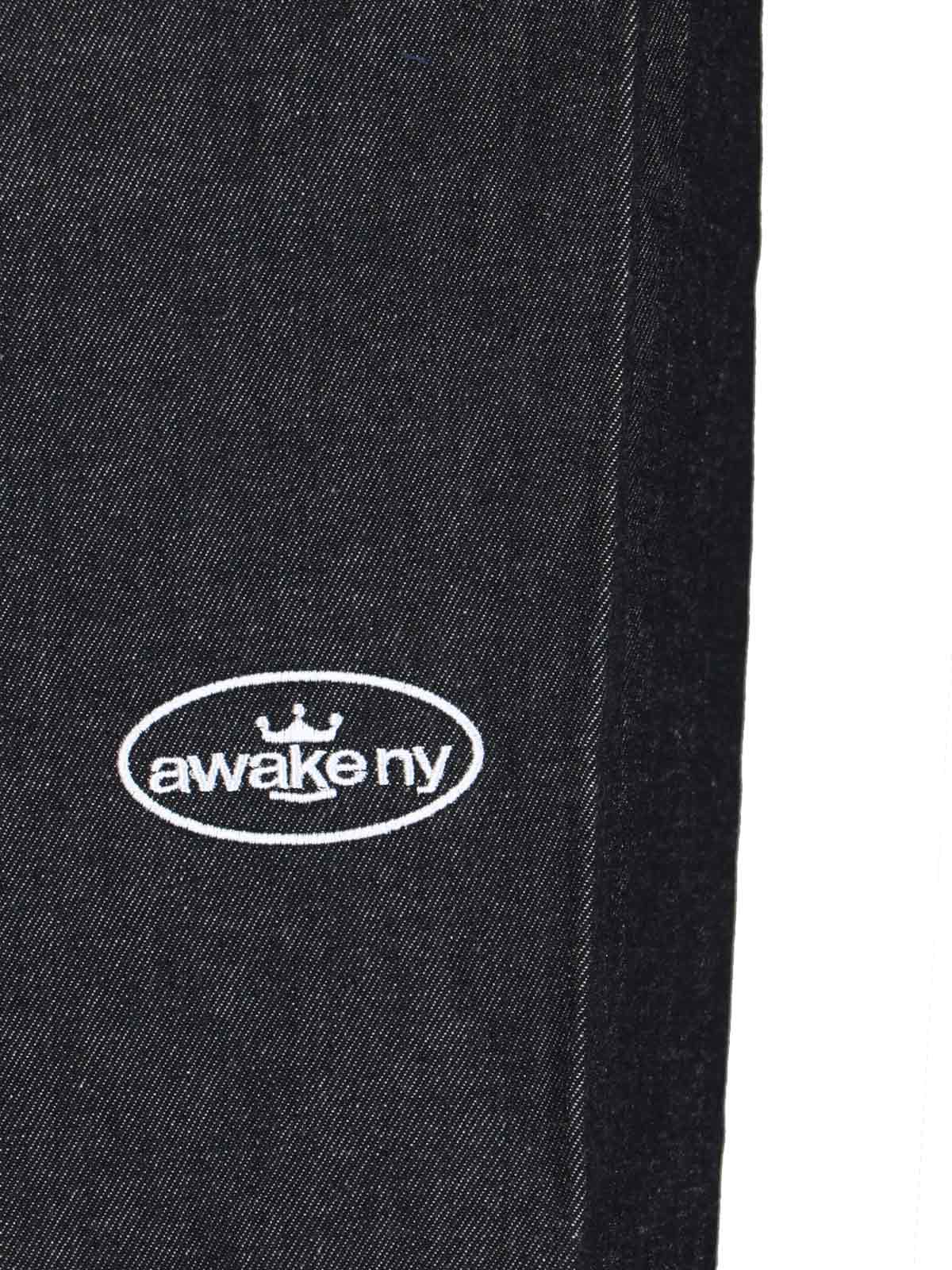 Awake Ny Wide-Leg Raw Denim Jeans — Black, view 4