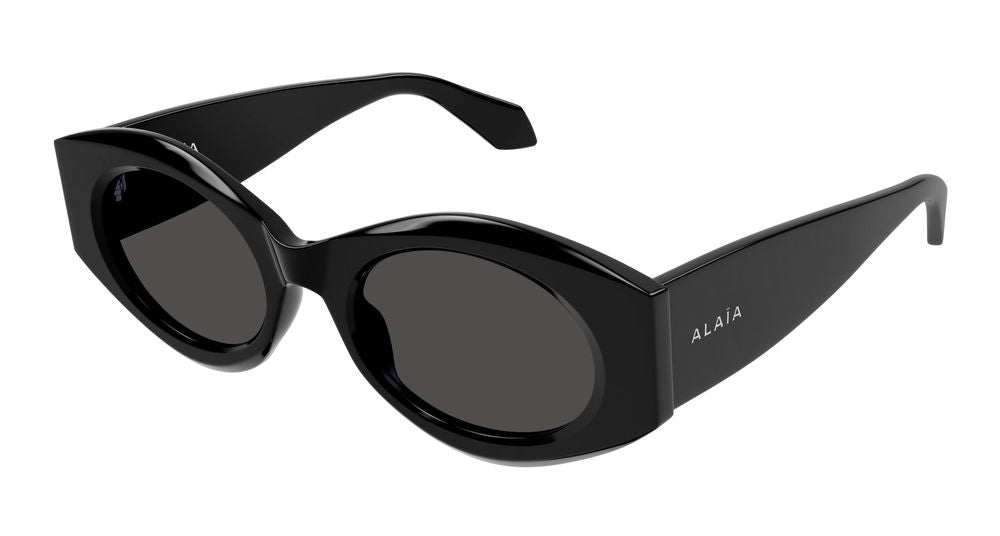Azzedine Alaia AA0080S Black Acetate Oval Sunglasses — Black by Alaia