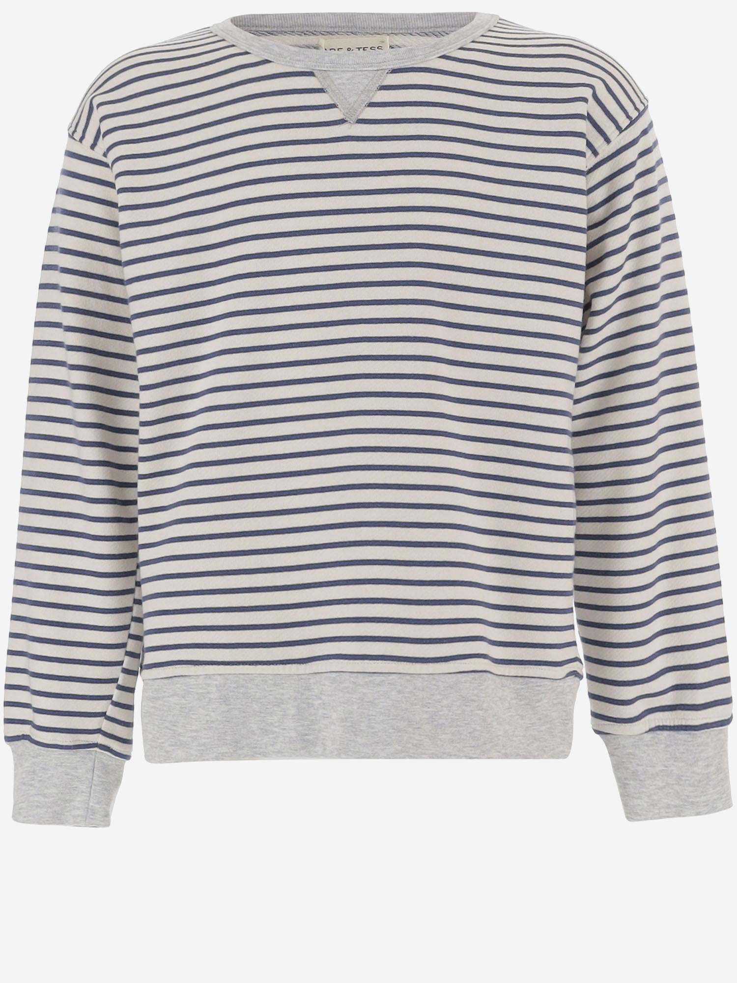 Babe & Tess Striped Cotton Blend Sweatshirt — Navy by Babe & Tess