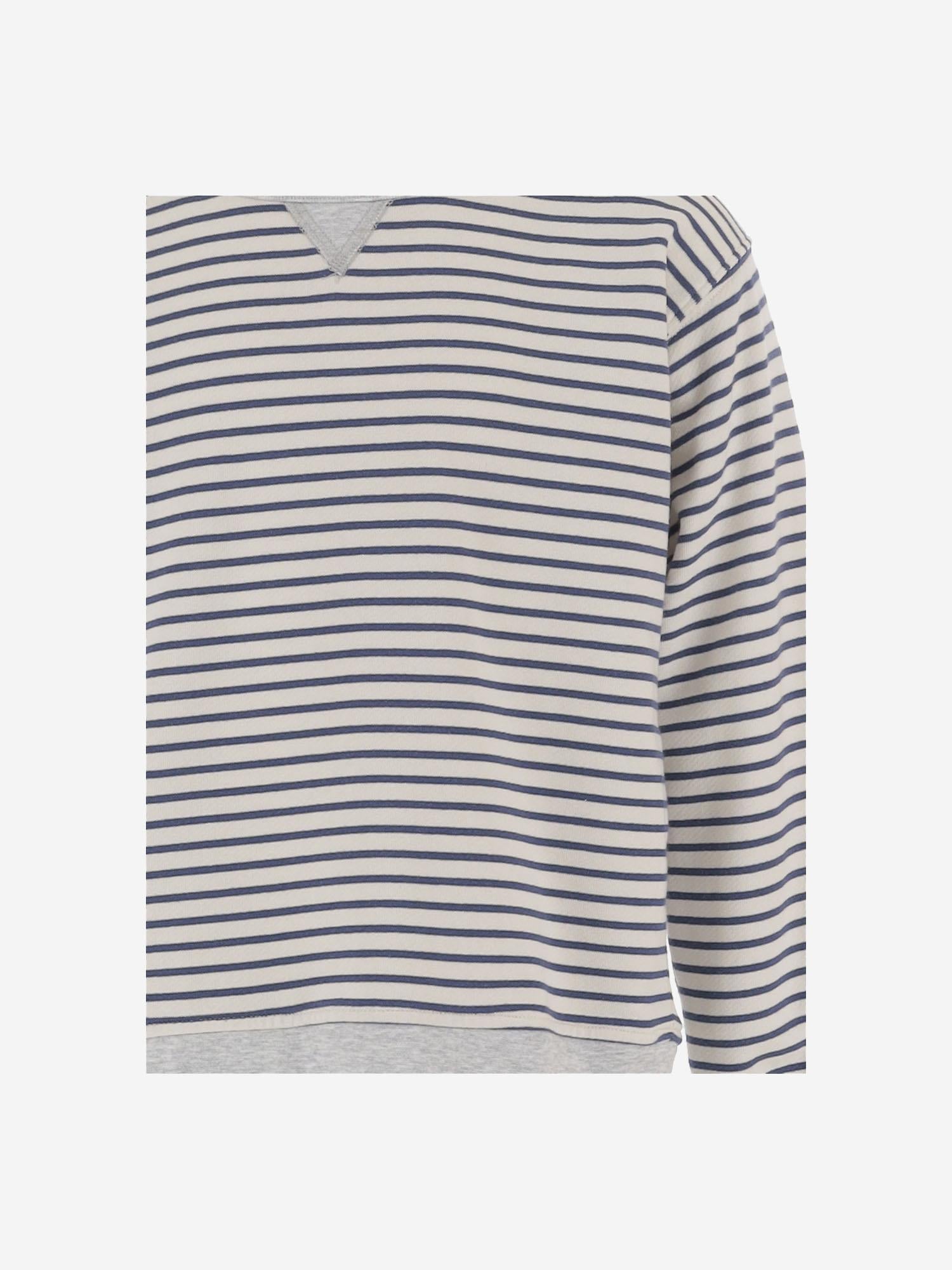 Babe & Tess Striped Cotton Blend Sweatshirt — Navy, view 2